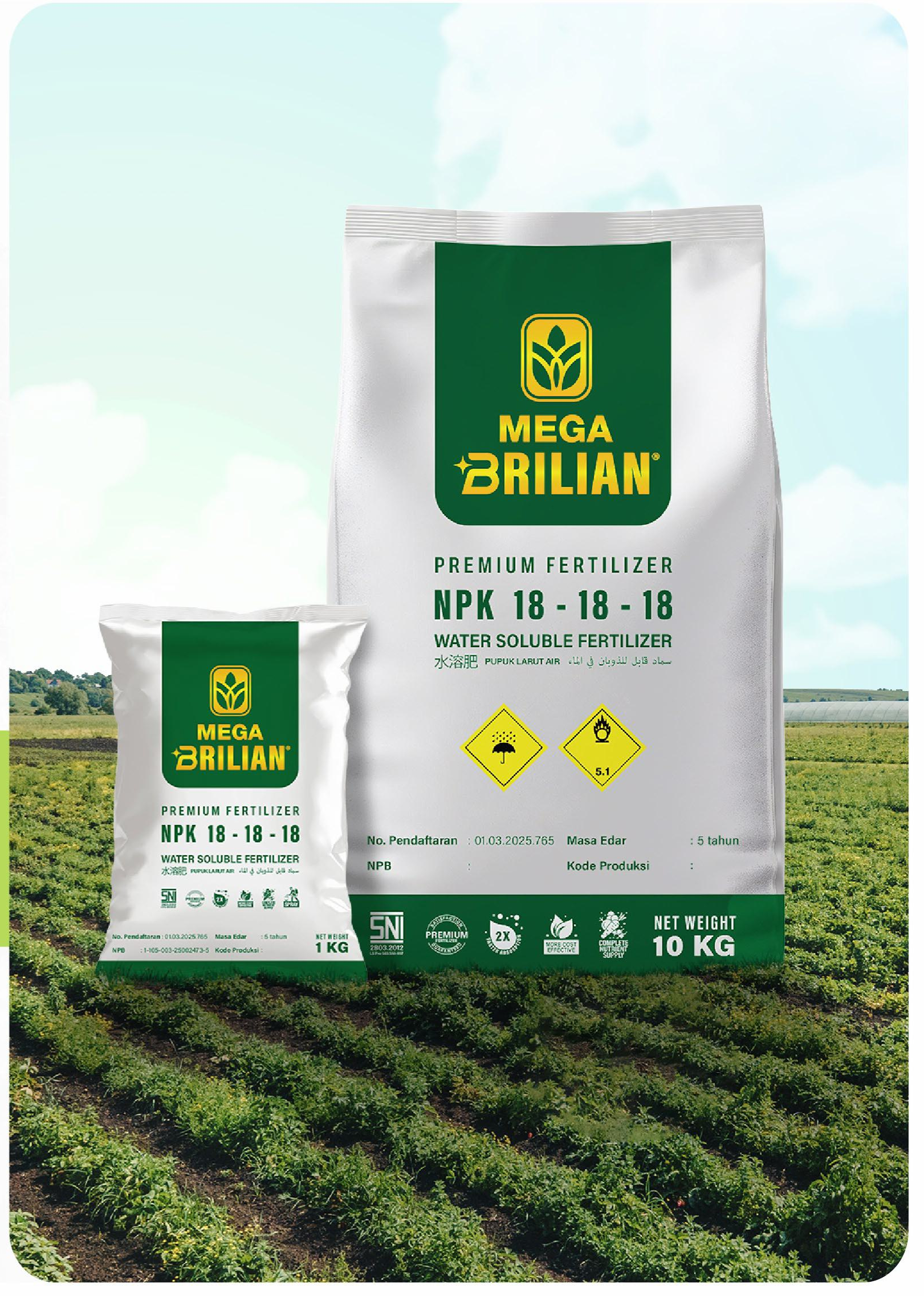 Produk Mega Brilian (Kemasan 10kg & 1kg bersanding)